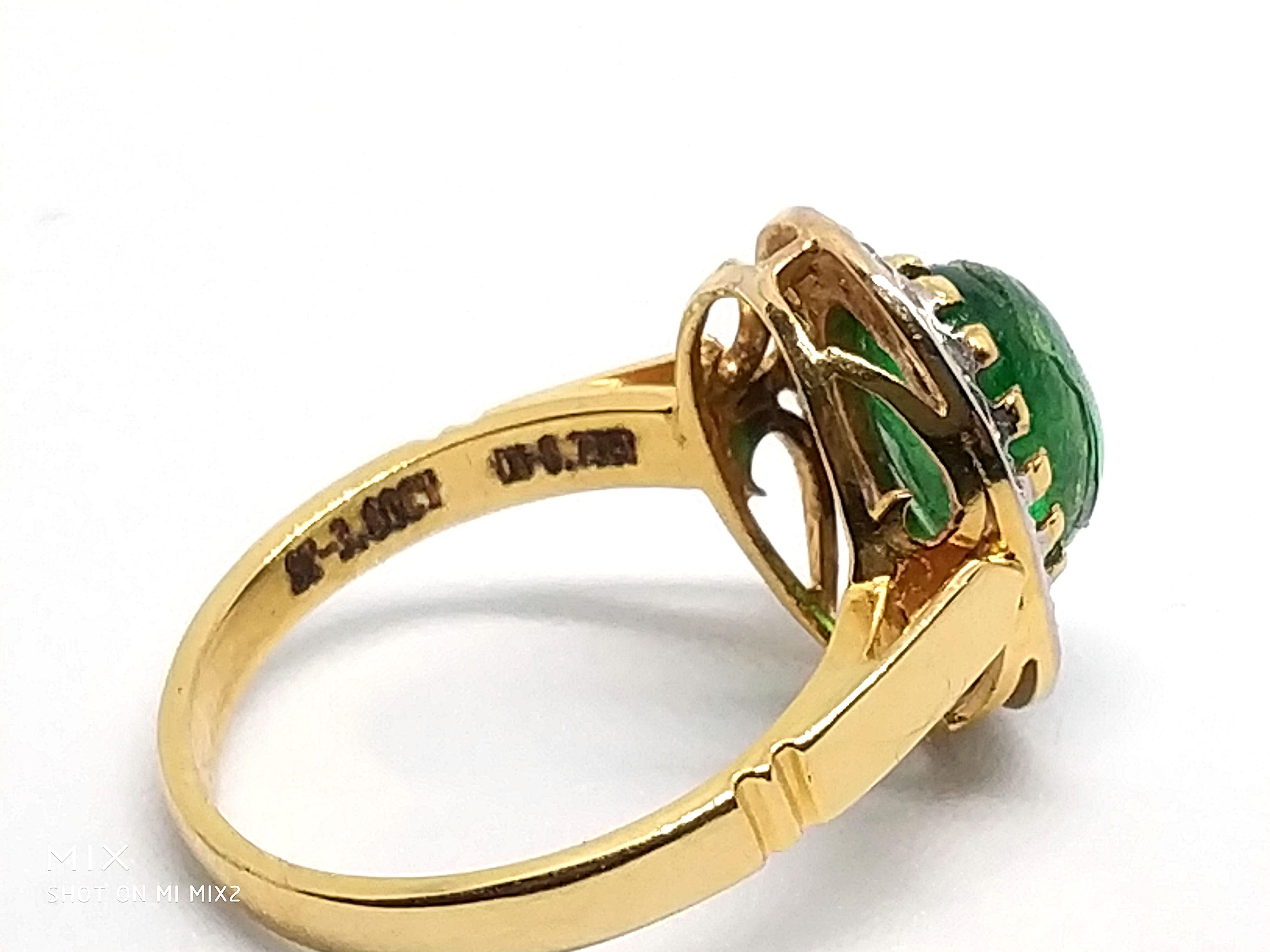 3.8 Carat Emerald 0.75 Carat Diamond Ring 4