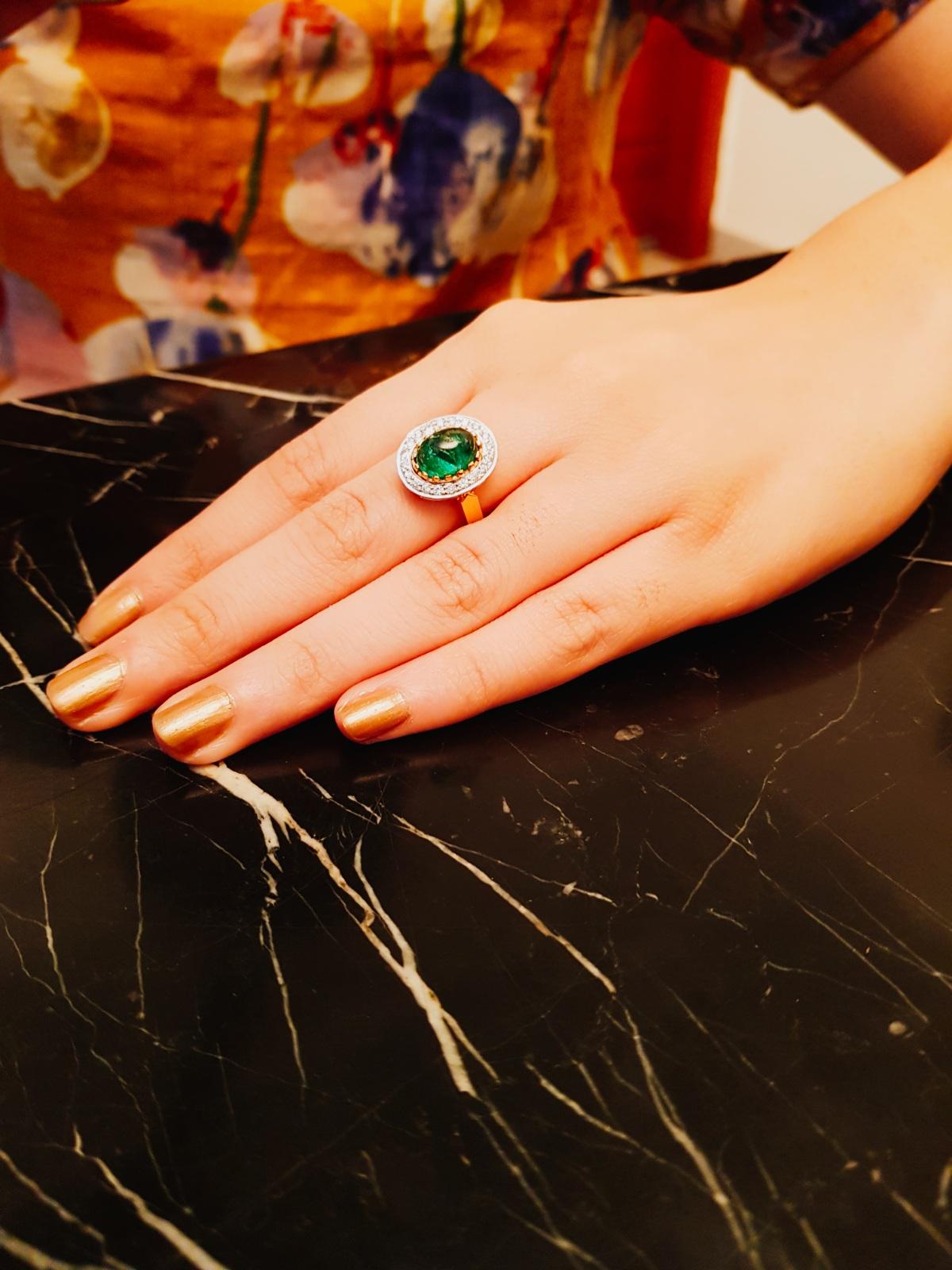 Art Deco 3.8 Carat Emerald 0.75 Carat Diamond Ring
