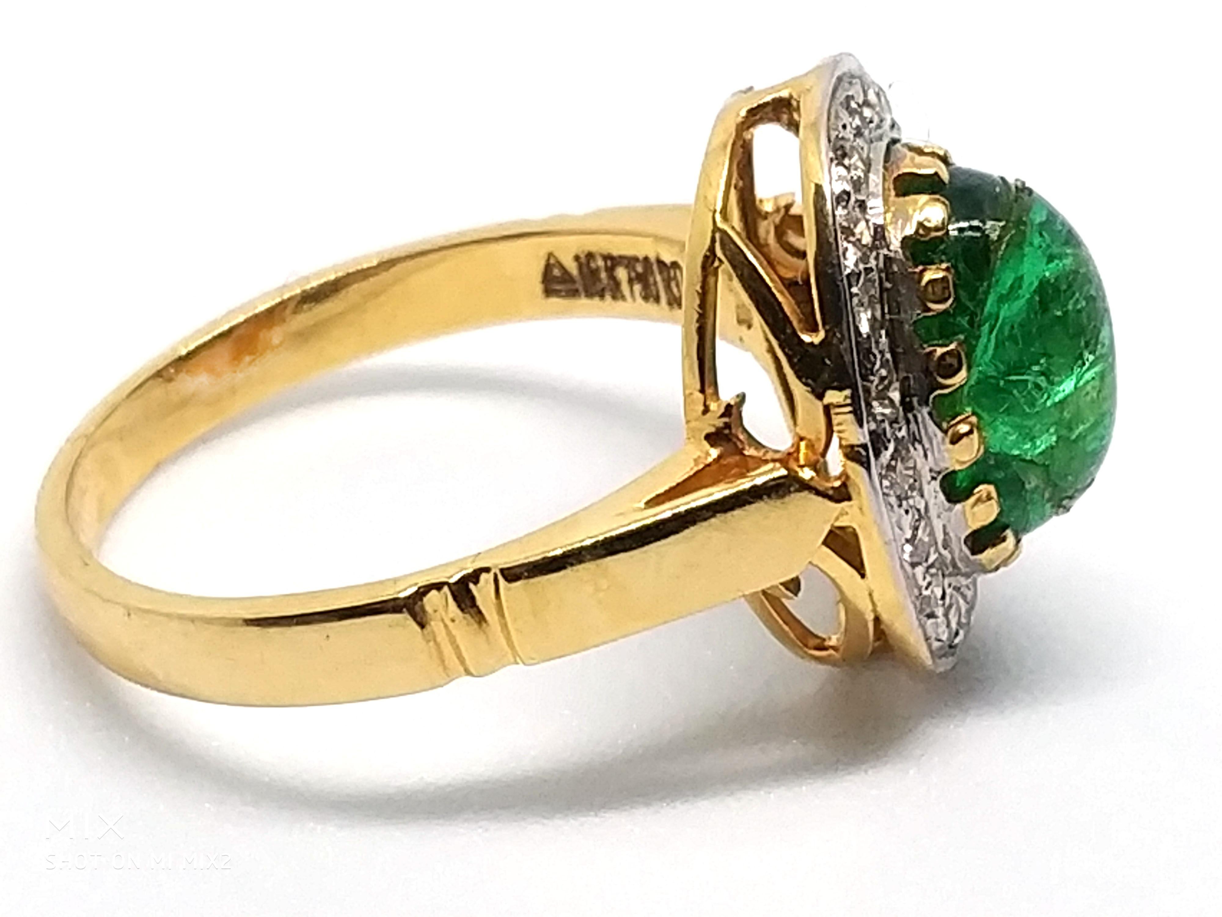 3.8 Carat Emerald 0.75 Carat Diamond Ring 1