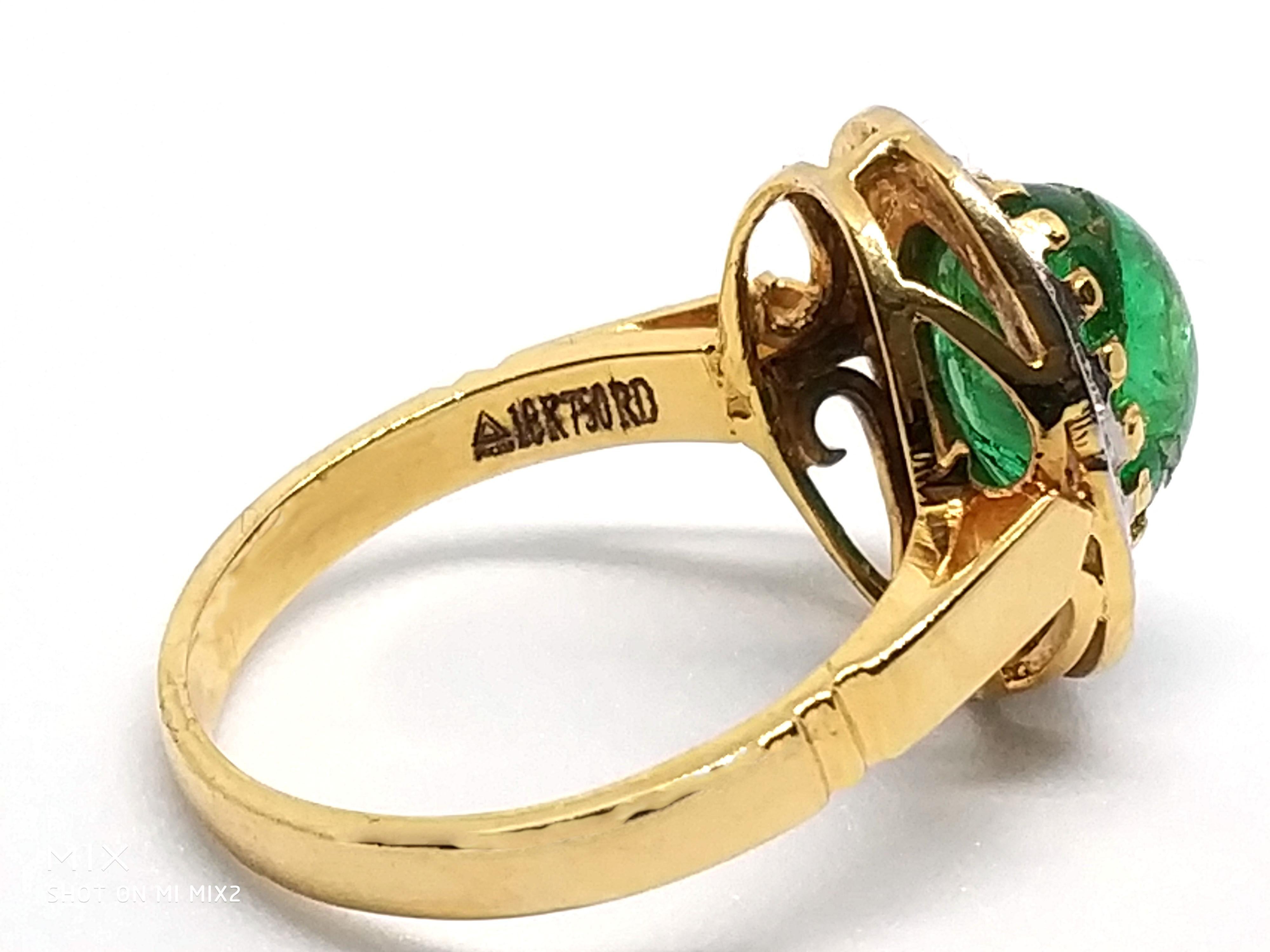 3.8 Carat Emerald 0.75 Carat Diamond Ring 2