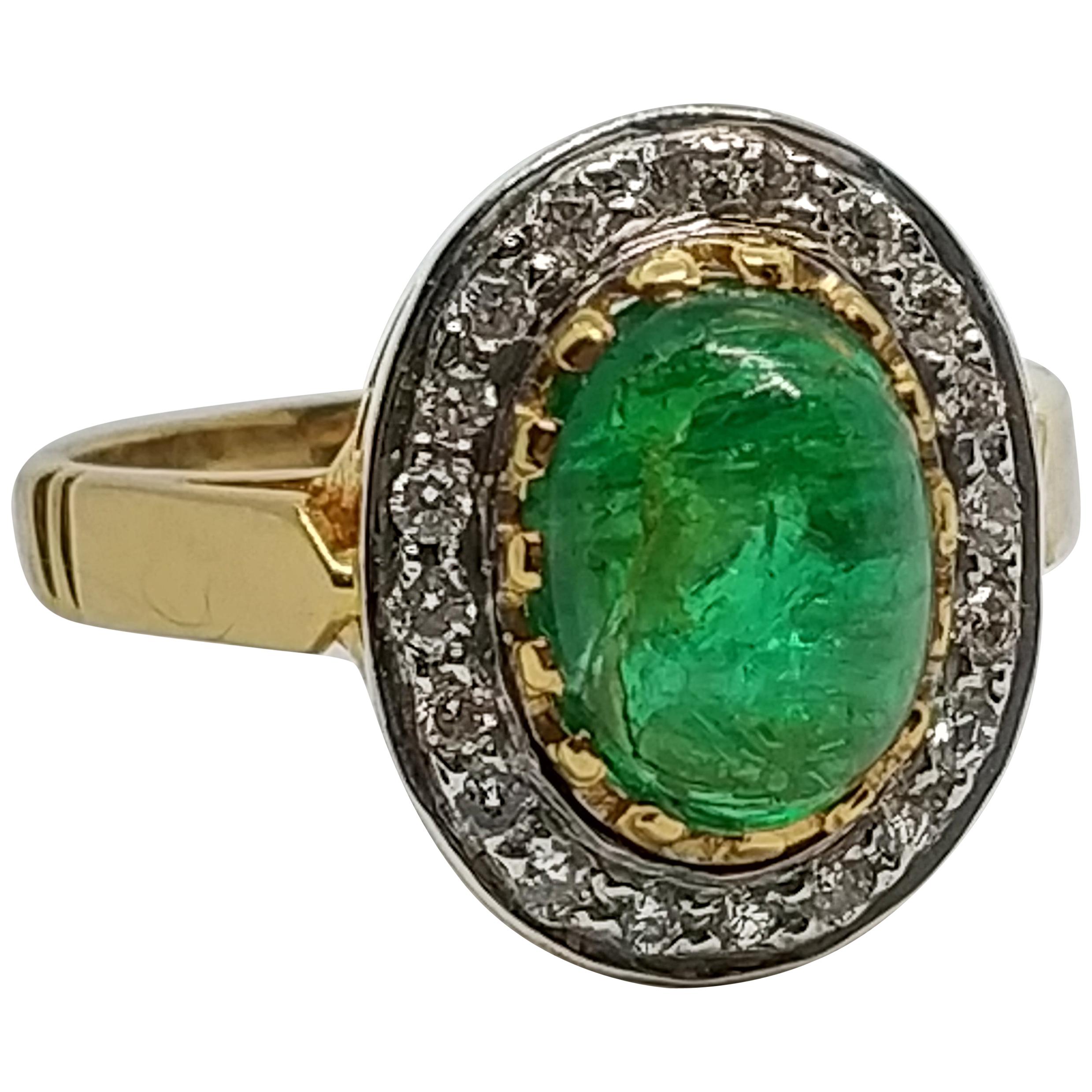 3.8 Carat Emerald 0.75 Carat Diamond Ring