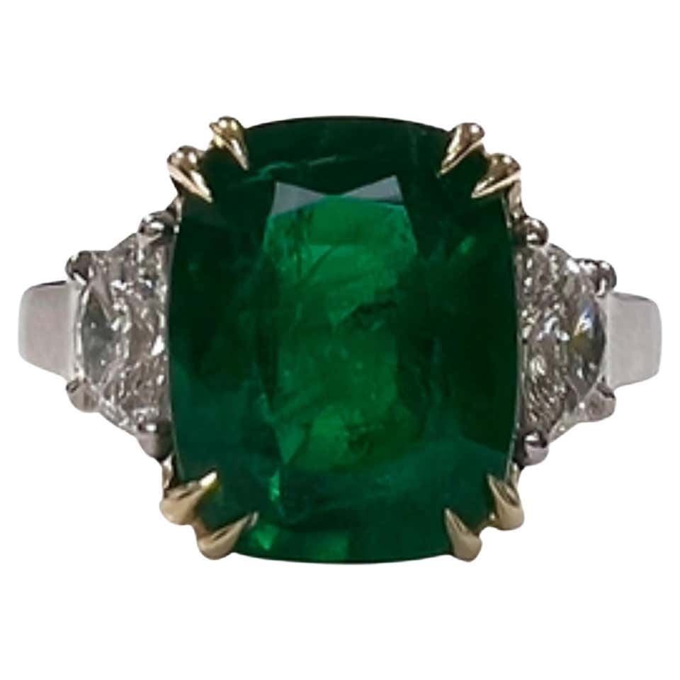Customizable 4 Carat Cushion Cut Emerald Engagement Ring Vintage ...