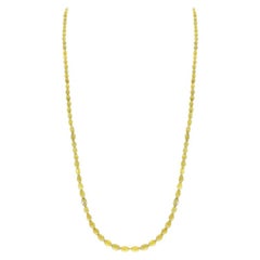38 Carat Natural Fancy Yellow Diamond Briolette Necklace in 14 Karat Gold