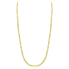 38 Carat Natural Fancy Yellow Diamond Briolette Necklace in 14 Karat Gold