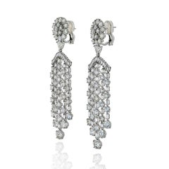 38 Carat Platinum Chandelier Dangling Diamond Drop Dramatic Earrings