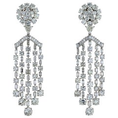 38 Carat Platinum Chandelier Dangling Diamond Drop Dramatic Earrings