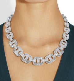 38 Carat Round and Baguette Diamond Necklace