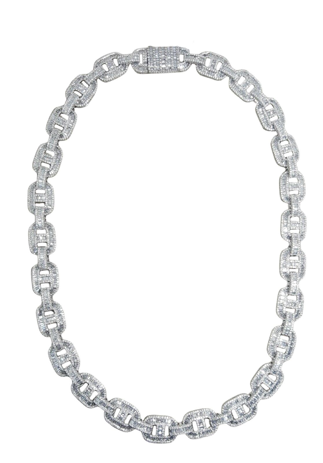 Modern 38 Carat Round and Baguette Diamond Necklace For Sale