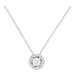 .38 Carat Round Brilliant Diamond Pendant Necklace, 14 Karat White Gold Halo