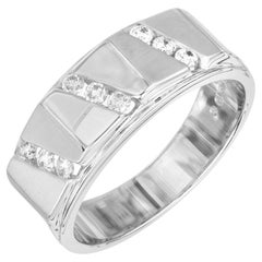 .38 Carat Round Diamond 14k White Gold Mens Wedding Band Ring