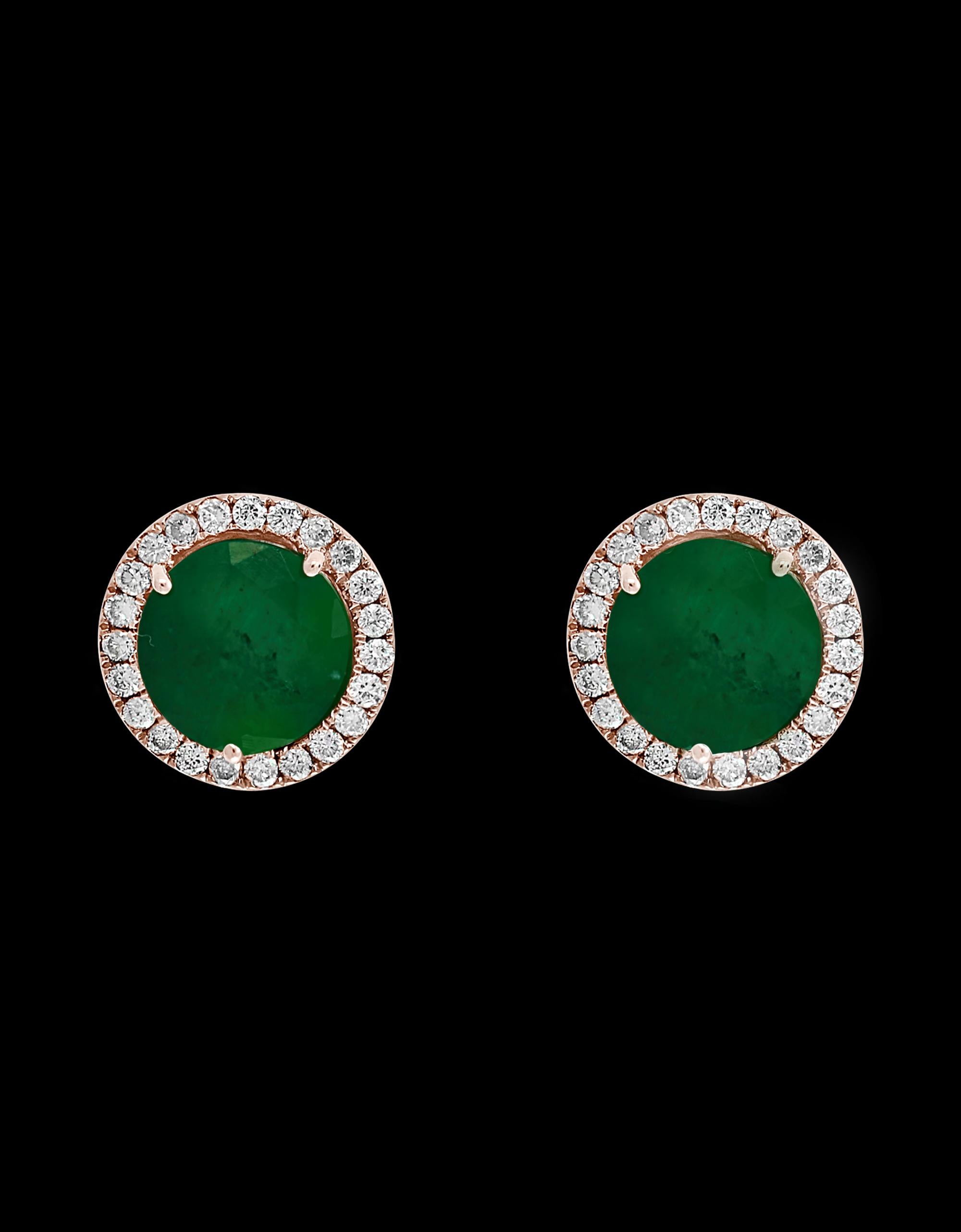 pink gold emerald earrings