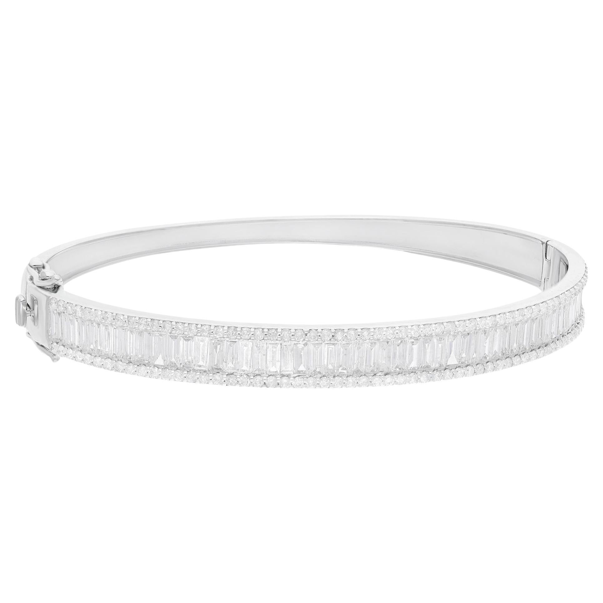 3,8 Carati SI Chiarezza HI Colore Baguette Bracciale di diamanti in oro bianco 18 carati