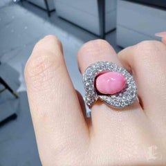 【Conchéa】Calla Flame Conch Pearl & Diamond Ring — 3.8ct