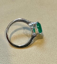 3.8 Ct Finest Zambian Cushion Cut Emerald & 1.5Ct Diamond Ring, 18 Kt Gold , 7.5
