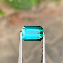 3.8 Cts Bicolor Blue Green Tourmaline Natural Gemstone Emerald Cut for Jewellery
