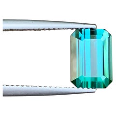 3.8 Cts Bicolor Blue Green Tourmaline Natural Gemstone Emerald Cut for Jewellery