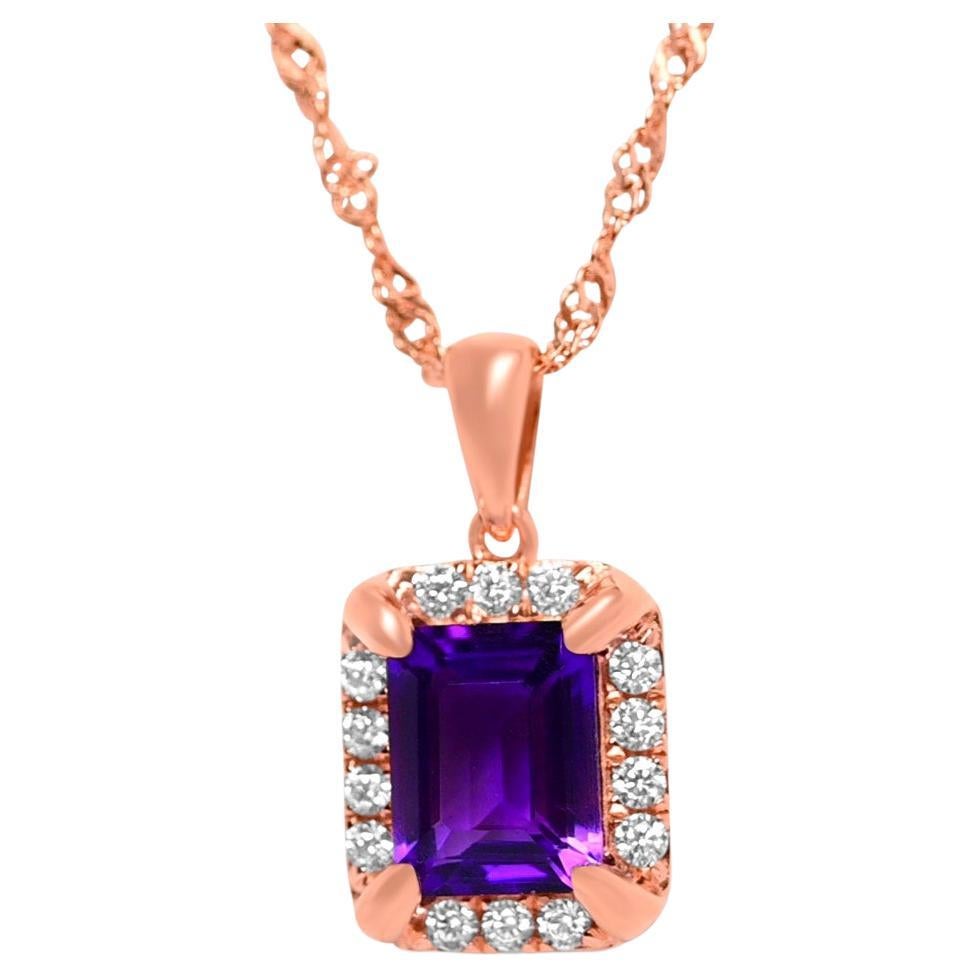 3.8 Cts Oct Shape Amethyst 18K ROSE GOLD PLATED OVER 925 SILVER BRIDAL NECKLACE For Sale