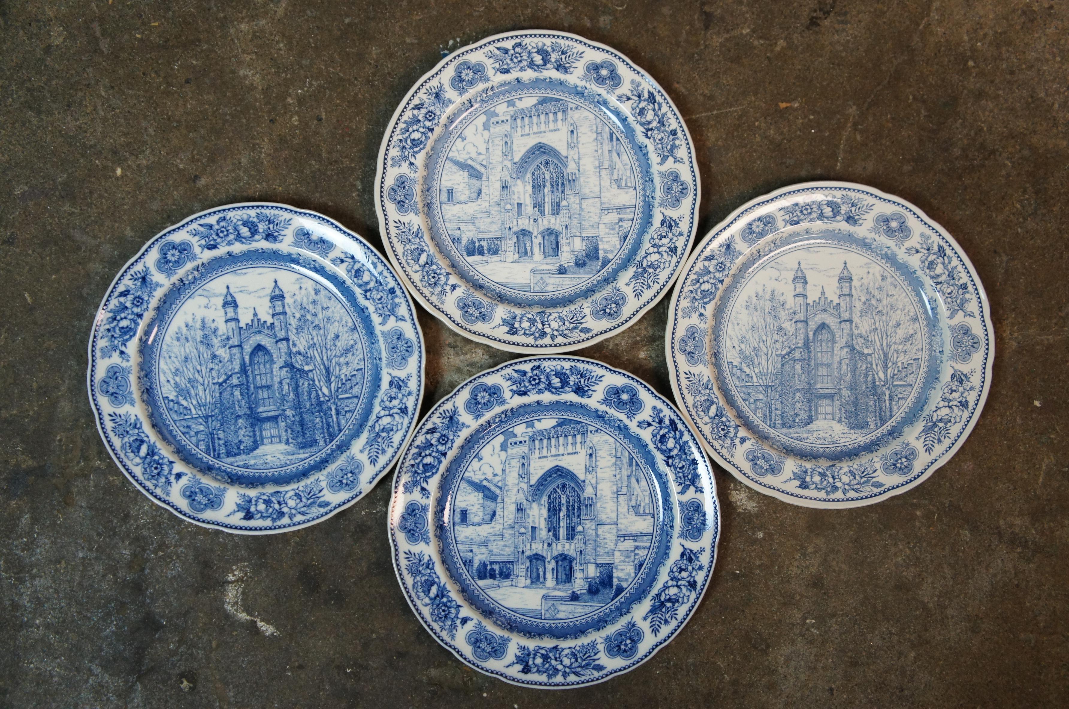 38 Pc Antique Blue Wedgwood Yale University Colllege China Dinnerware ...