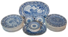 38 Pc Antique Blue Wedgwood Yale University Colllege China Dinnerware Platter