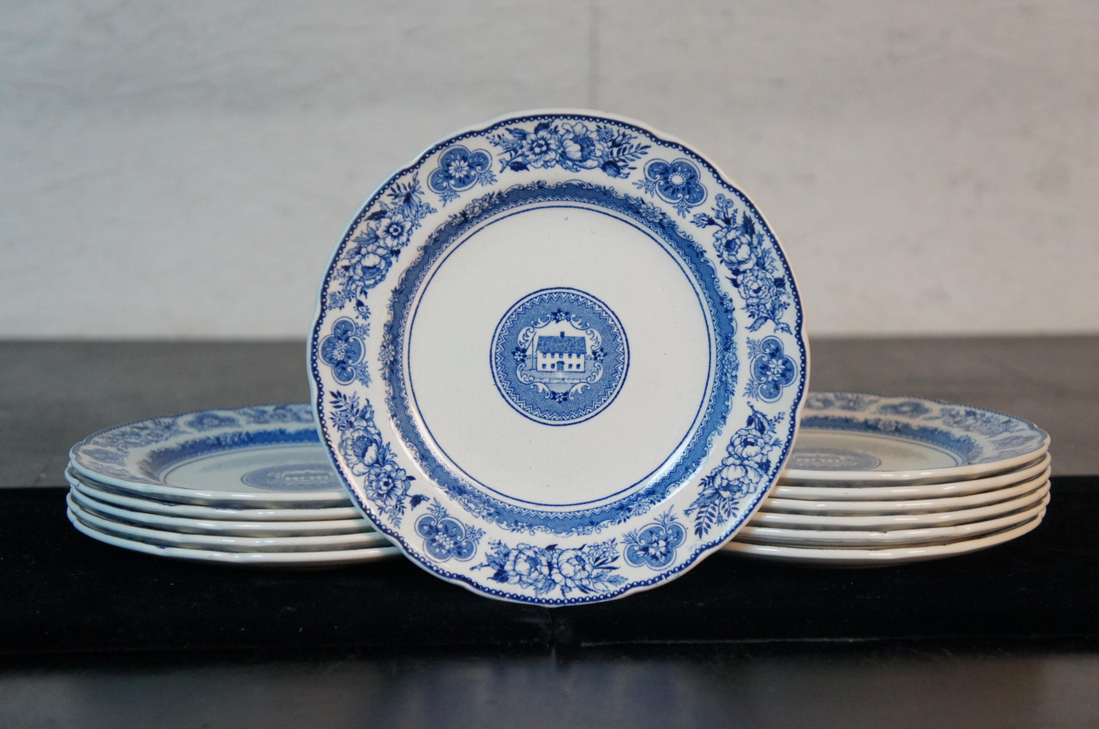 Chinoiserie 38 Pc Antique Blue Wedgwood Yale University Colllege China Dinnerware Platter 