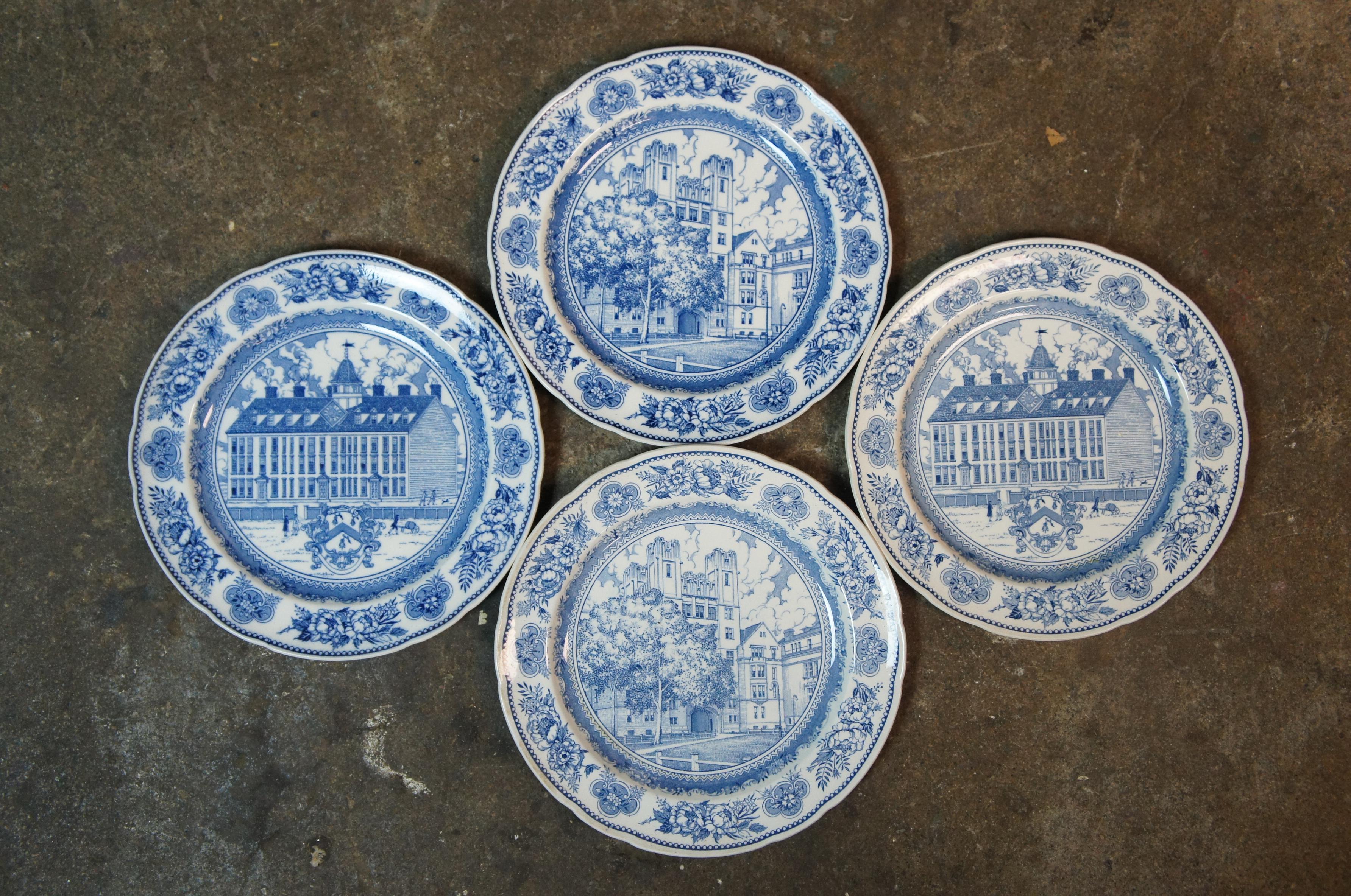38 Pc Antique Blue Wedgwood Yale University Colllege China Dinnerware Platter  In Good Condition In Dayton, OH