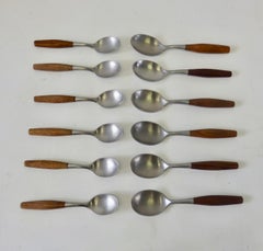 38 Piece Jens H. Quistgaard Dansk German Stainless and Teak Modernist Flatware