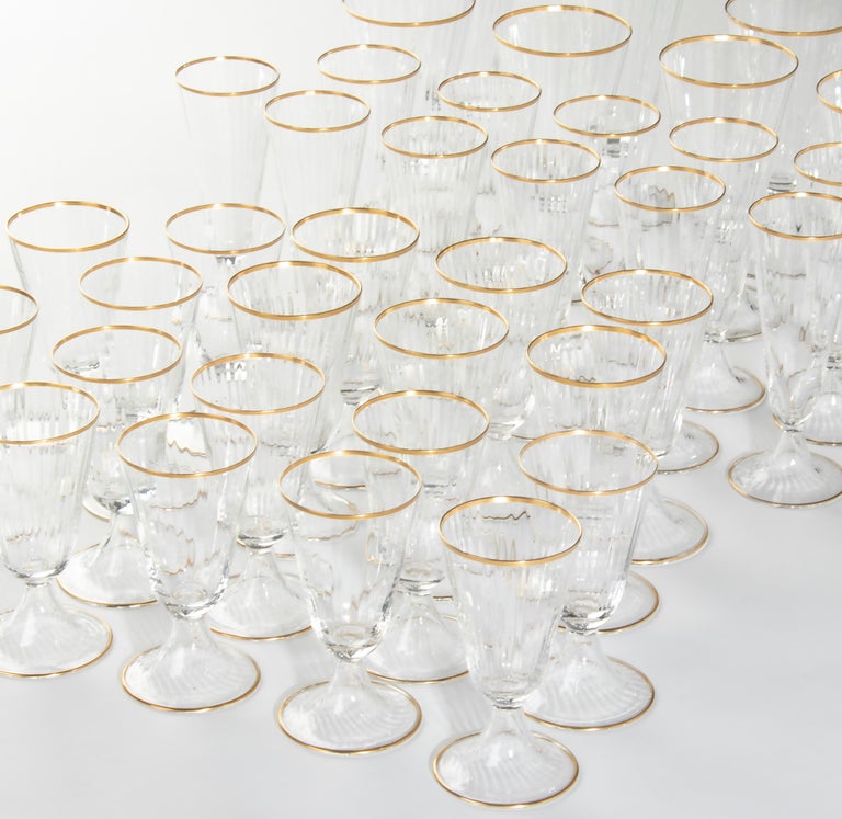 38-Piece Set of Crystal Glasses Made by Val Saint Lambert Model Lyon For Sale 4