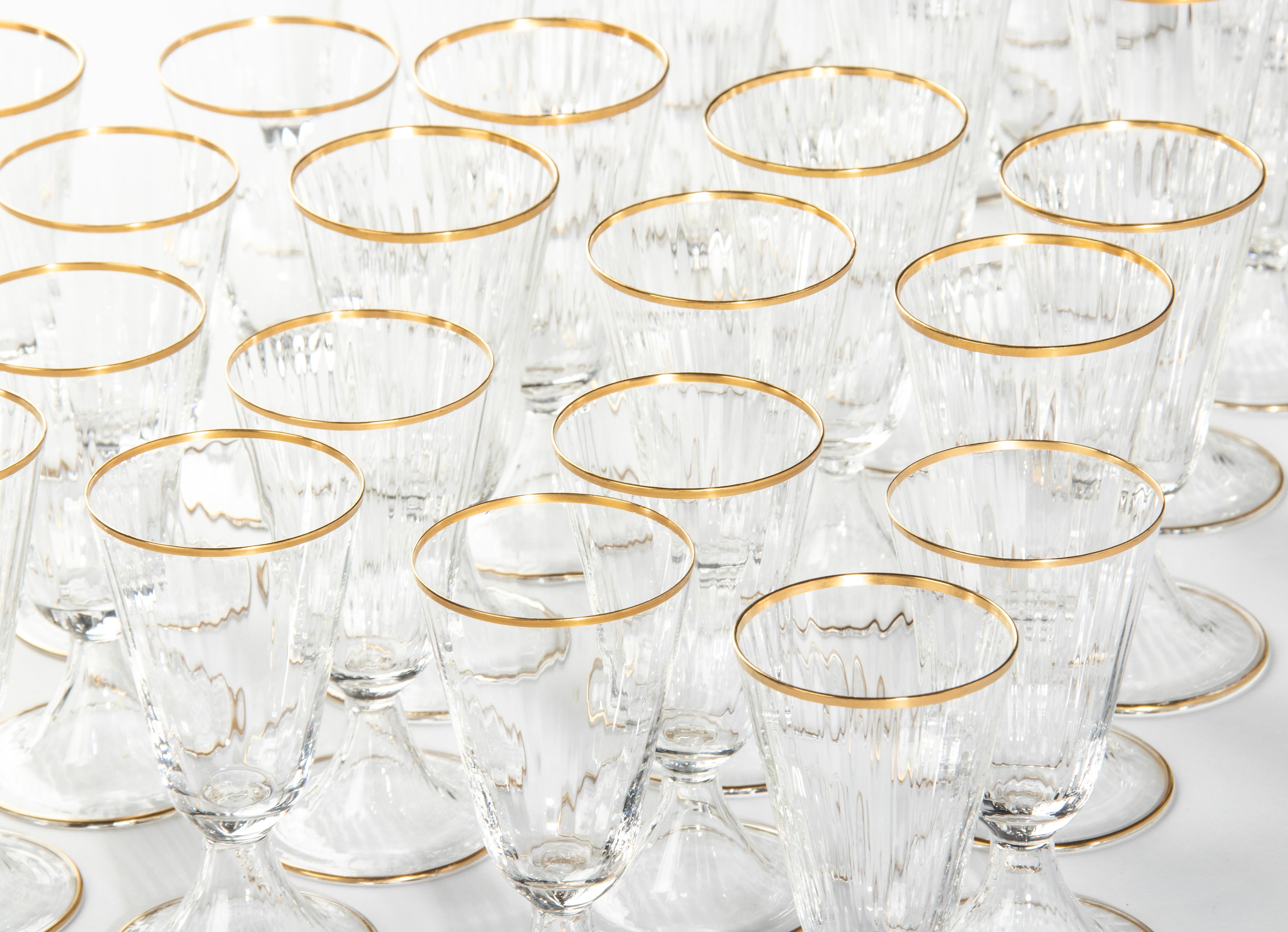 38-Piece Set of Crystal Glasses Made by Val Saint Lambert Model Lyon For Sale 7