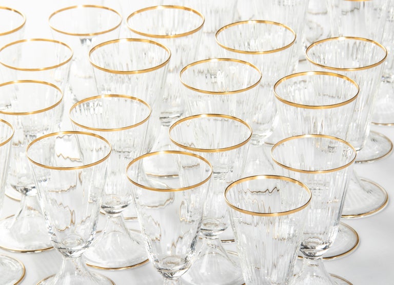 38-Piece Set of Crystal Glasses Made by Val Saint Lambert Model Lyon For Sale 6