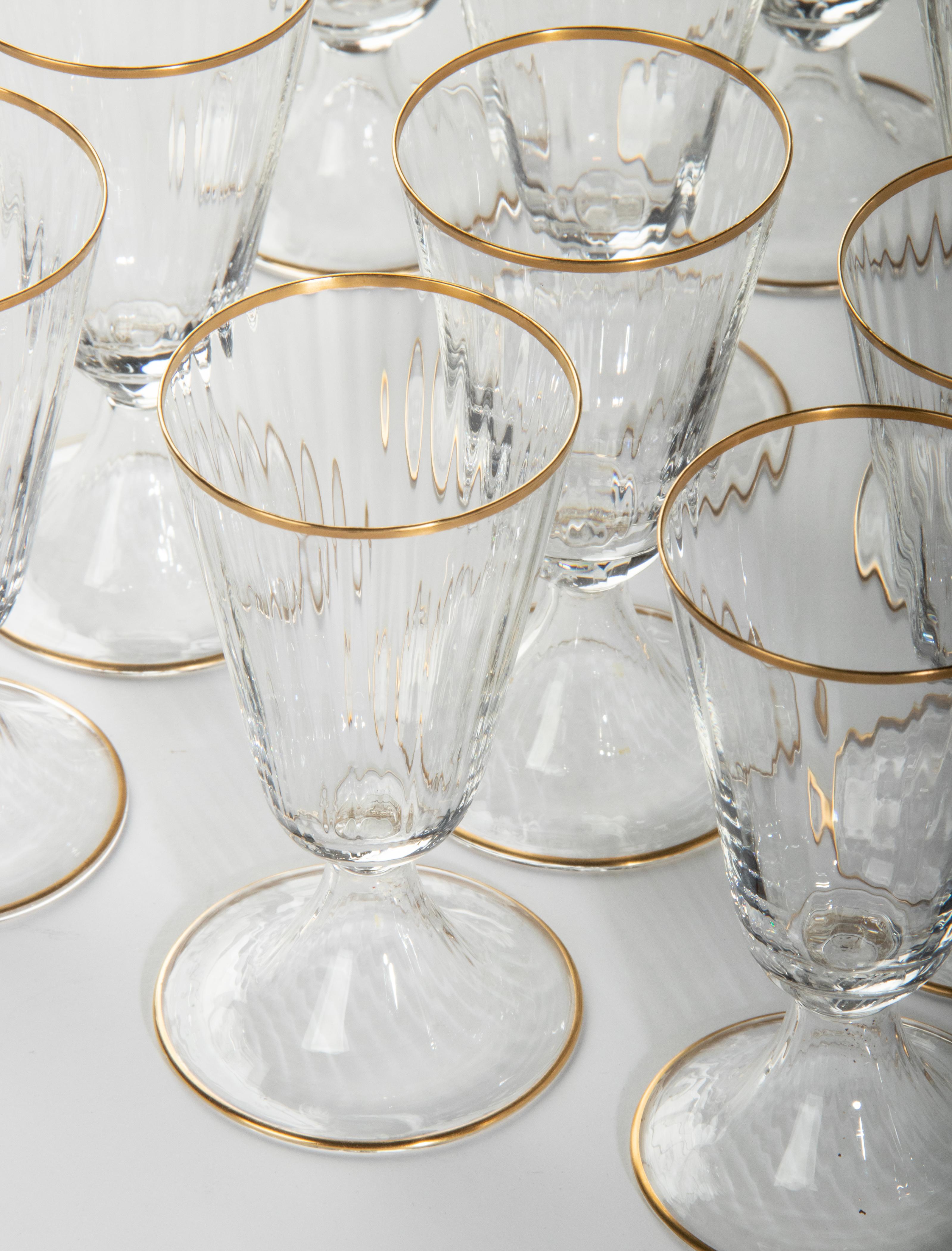 38-Piece Set of Crystal Glasses Made by Val Saint Lambert Model Lyon For Sale 8