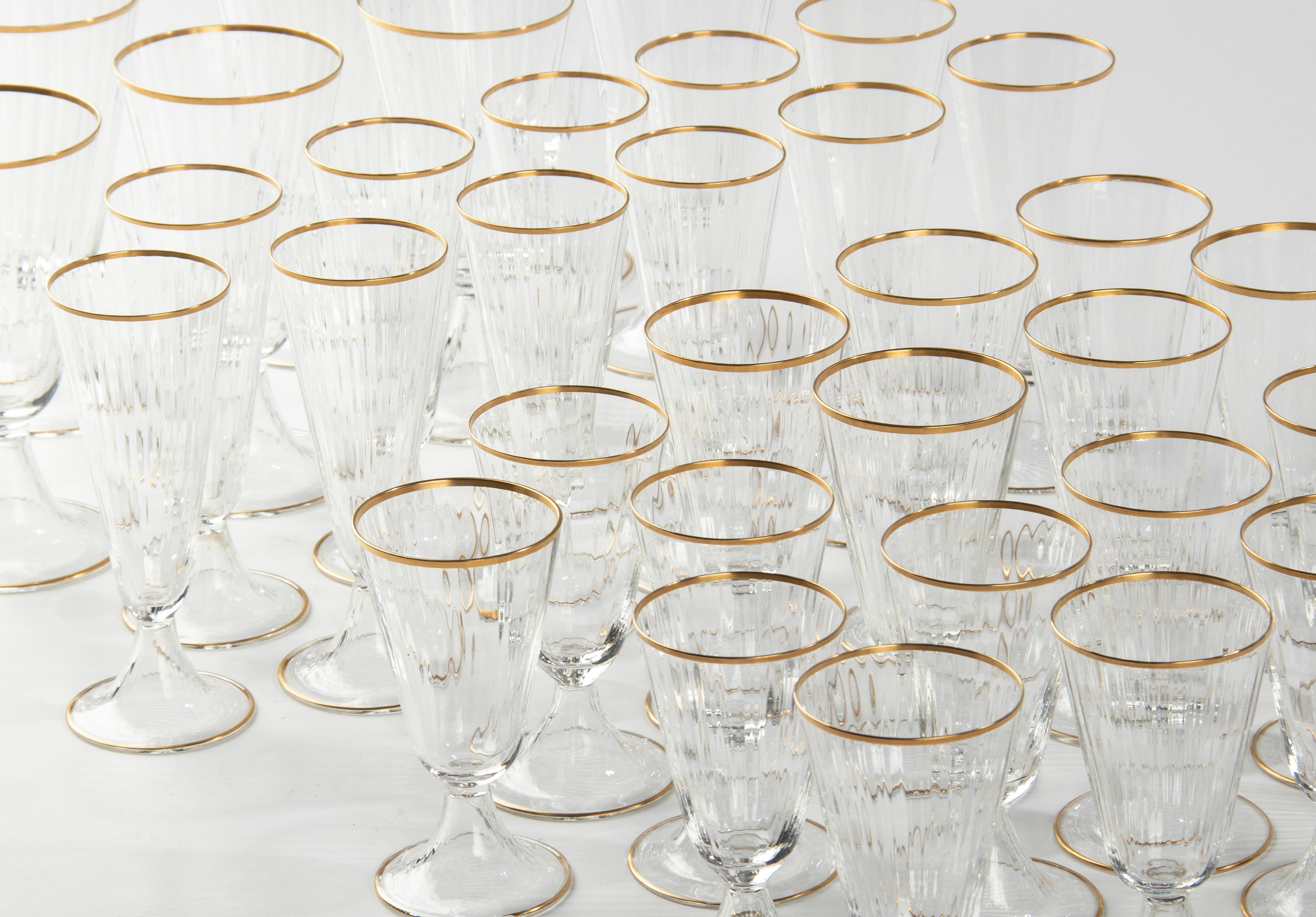 38-Piece Set of Crystal Glasses Made by Val Saint Lambert Model Lyon For Sale 11