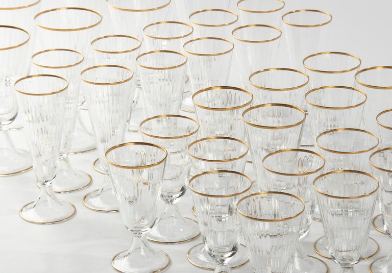 38-Piece Set of Crystal Glasses Made by Val Saint Lambert Model Lyon For Sale 10