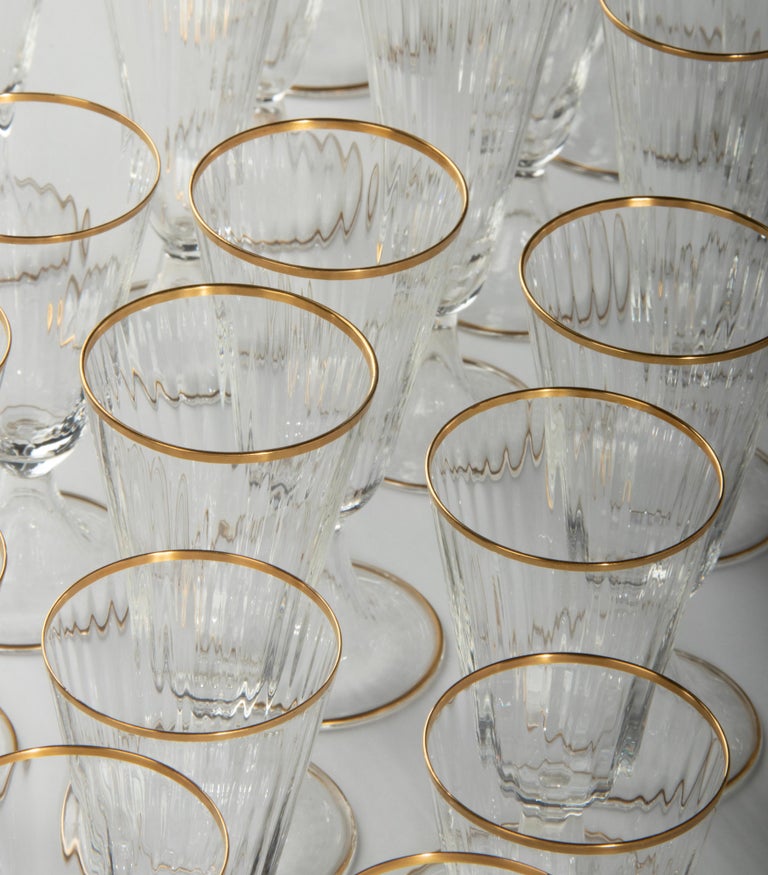 38-Piece Set of Crystal Glasses Made by Val Saint Lambert Model Lyon For Sale 11