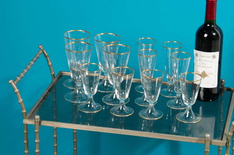 38-Piece Set of Crystal Glasses Made by Val Saint Lambert Model Lyon For Sale 13