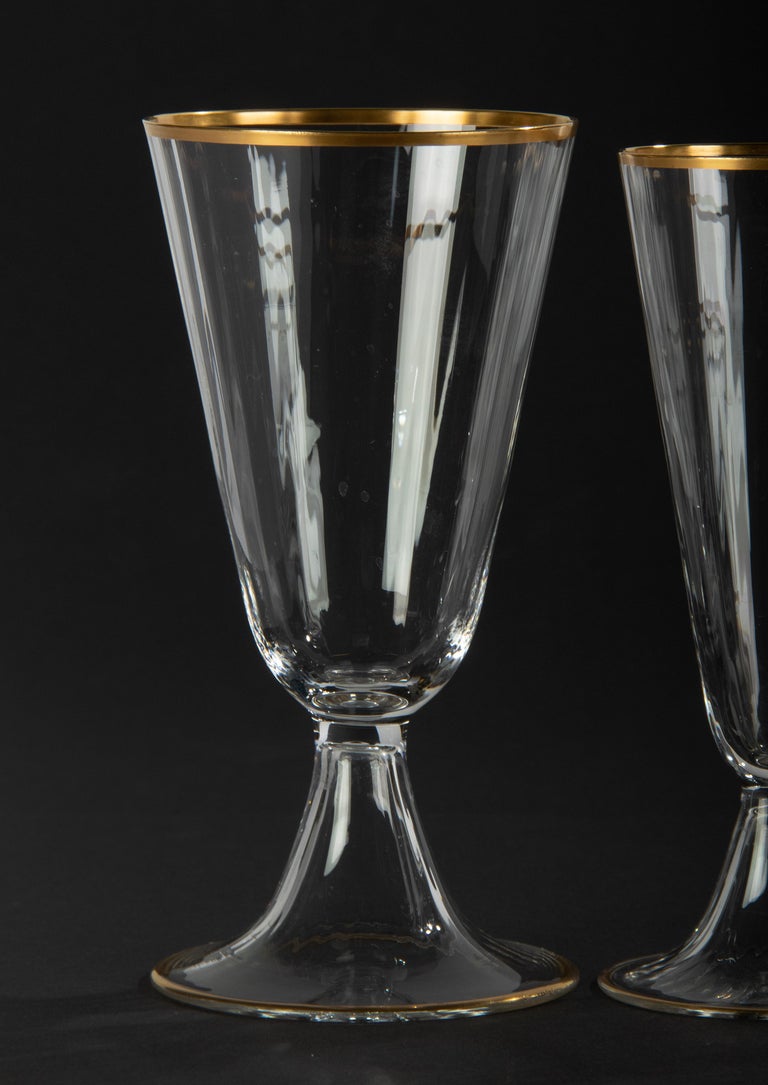 Belgian 38-Piece Set of Crystal Glasses Made by Val Saint Lambert Model Lyon For Sale