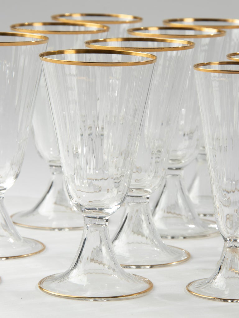 Hand-Crafted 38-Piece Set of Crystal Glasses Made by Val Saint Lambert Model Lyon For Sale