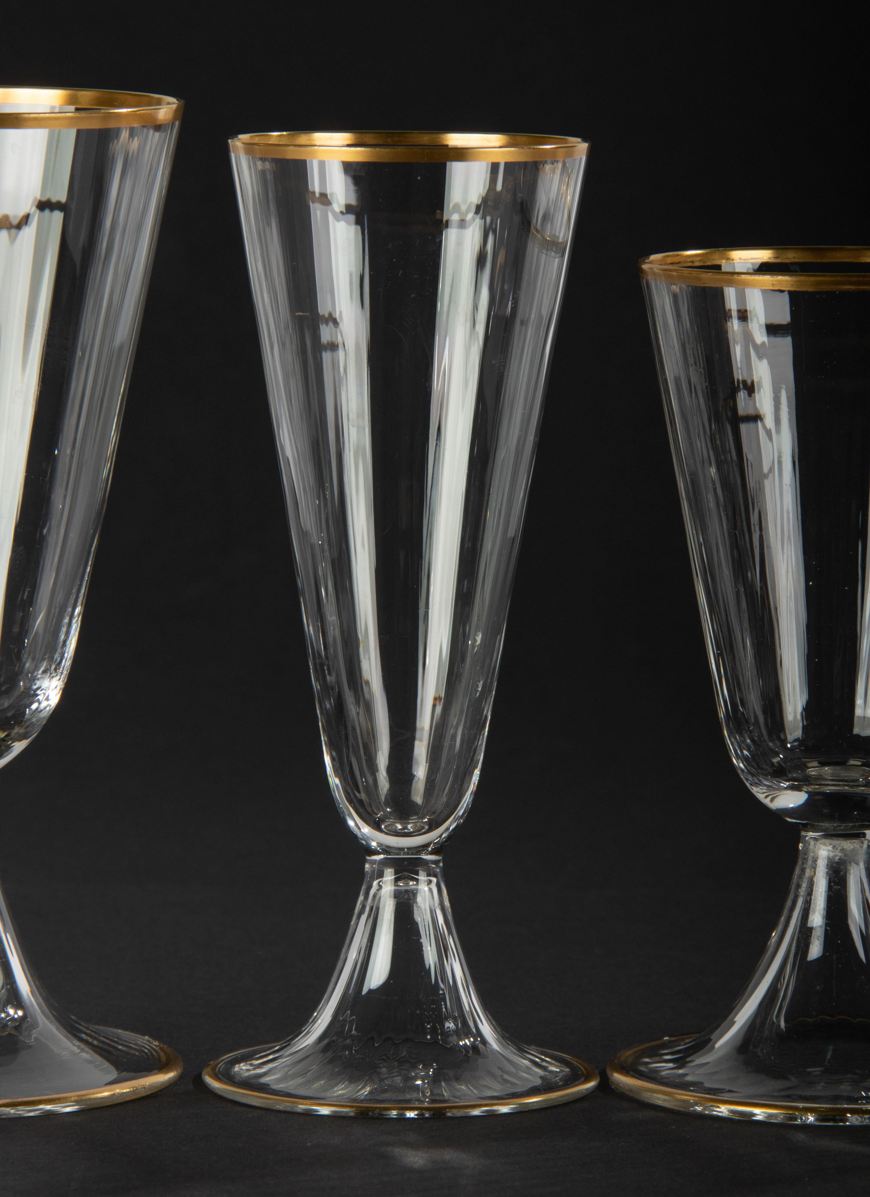 Mid-20th Century 38-Piece Set of Crystal Glasses Made by Val Saint Lambert Model Lyon For Sale