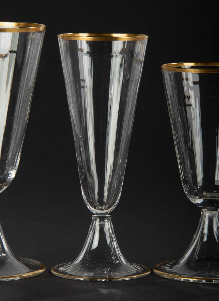 38-Piece Set of Crystal Glasses Made by Val Saint Lambert Model Lyon In Good Condition For Sale In Casteren, Noord-Brabant