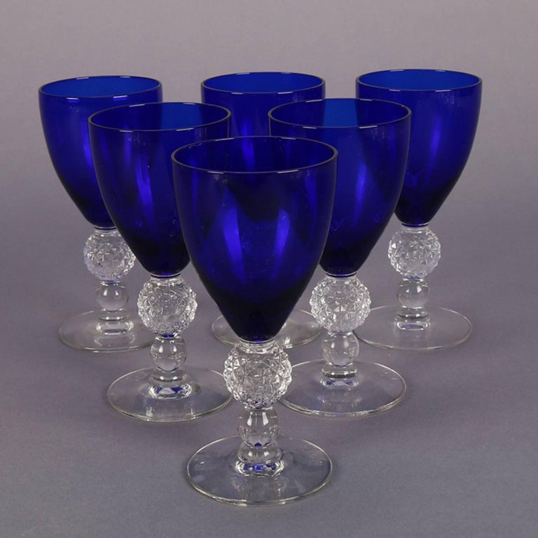 38 Piece Set of Ritz Blue Stemware Golf Ball Pattern by