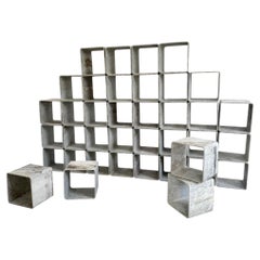 38 Piece Willy Guhl Modular Concrete Bookcase, 1960s Switzerland
