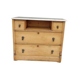 Rustic Pine 4 Drawer Marble Top Chest of Drawers