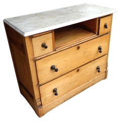 Rustic Pine 4 Drawer Marble Top Chest of Drawers