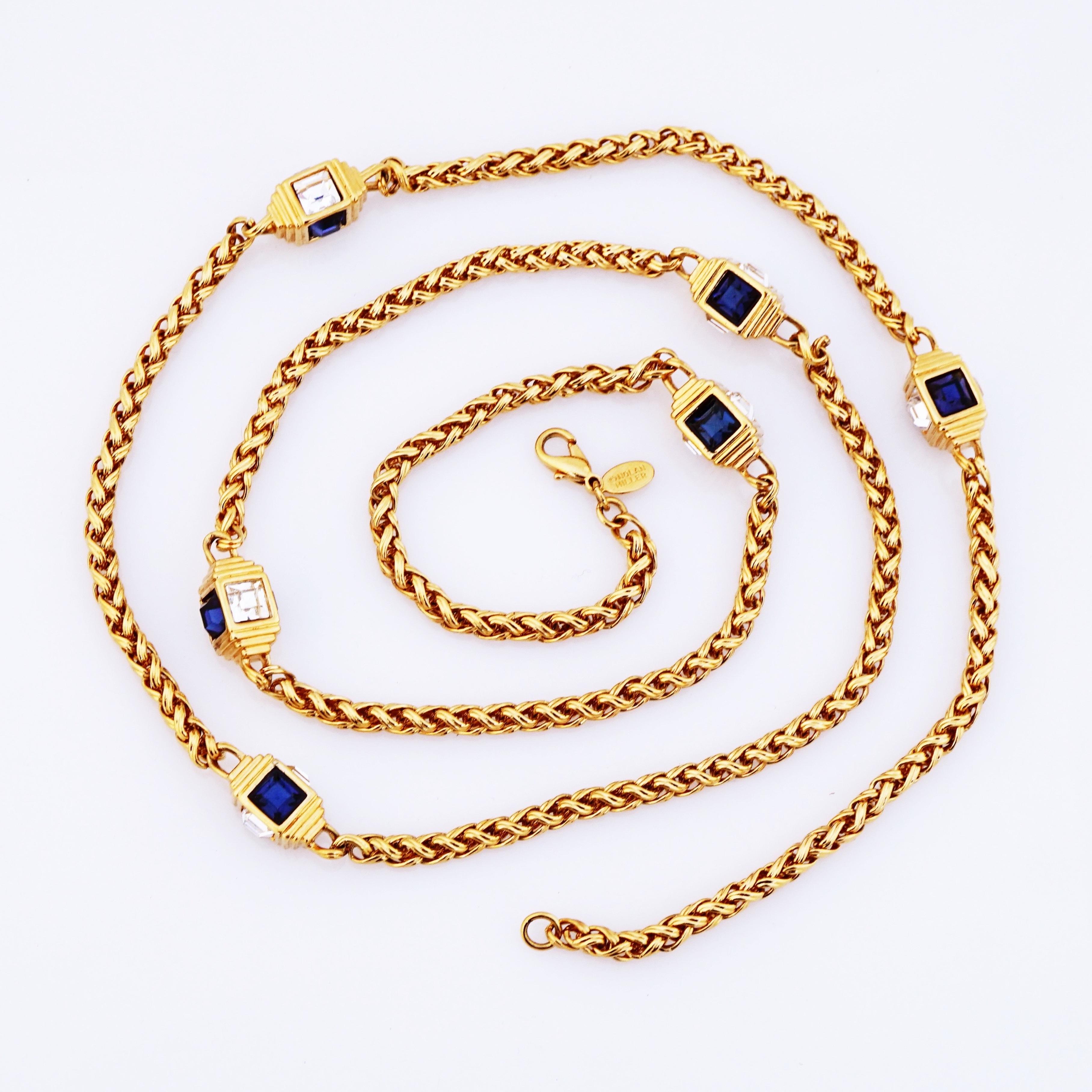 miller 18k-gold-plated & crystal logo station necklace