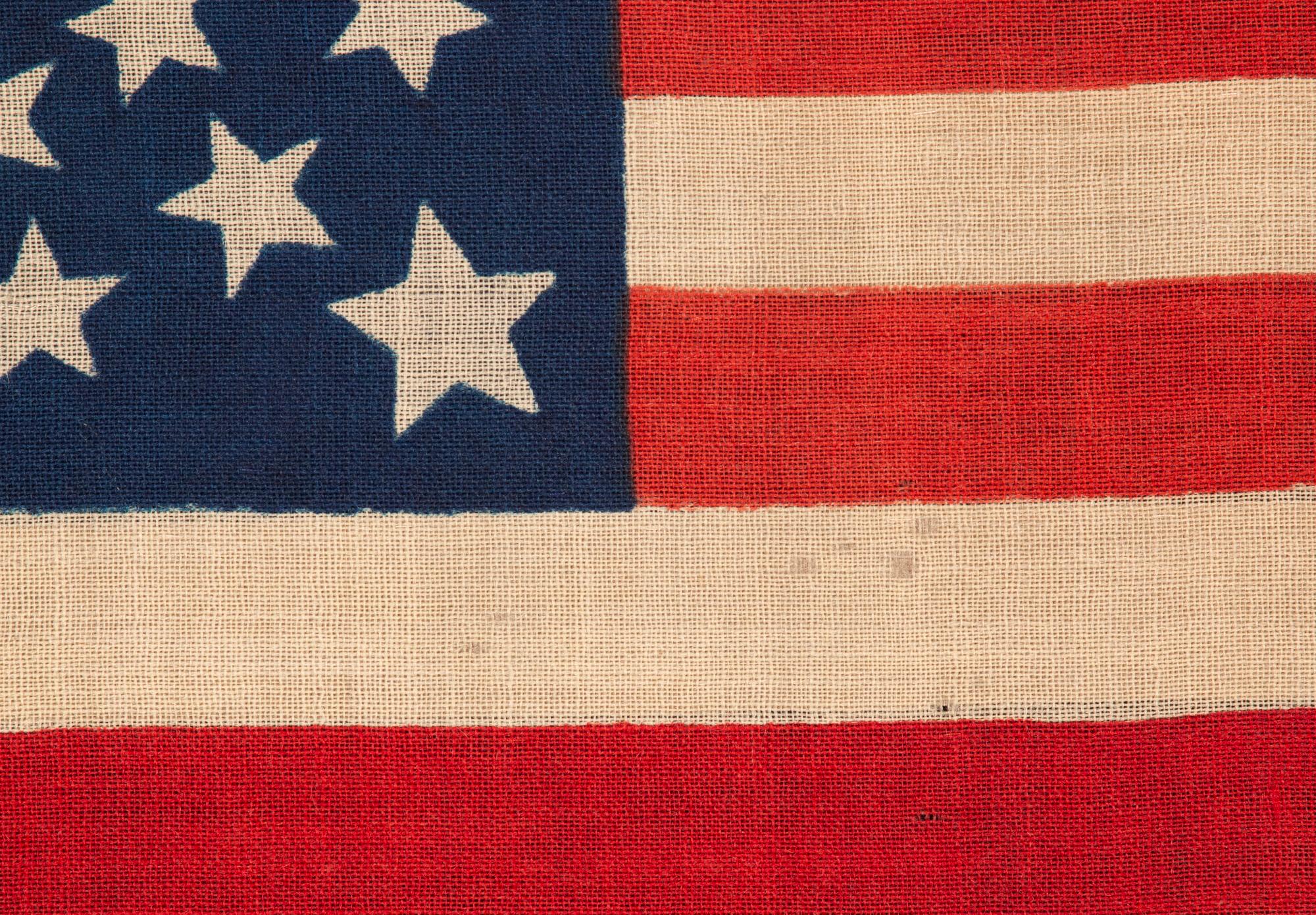 Bandera Americana de 38 Estrellas, Estado de Colorado, Fabricada por Horstmann Brothers ca 1876 en Bueno estado para la venta en York County, PA