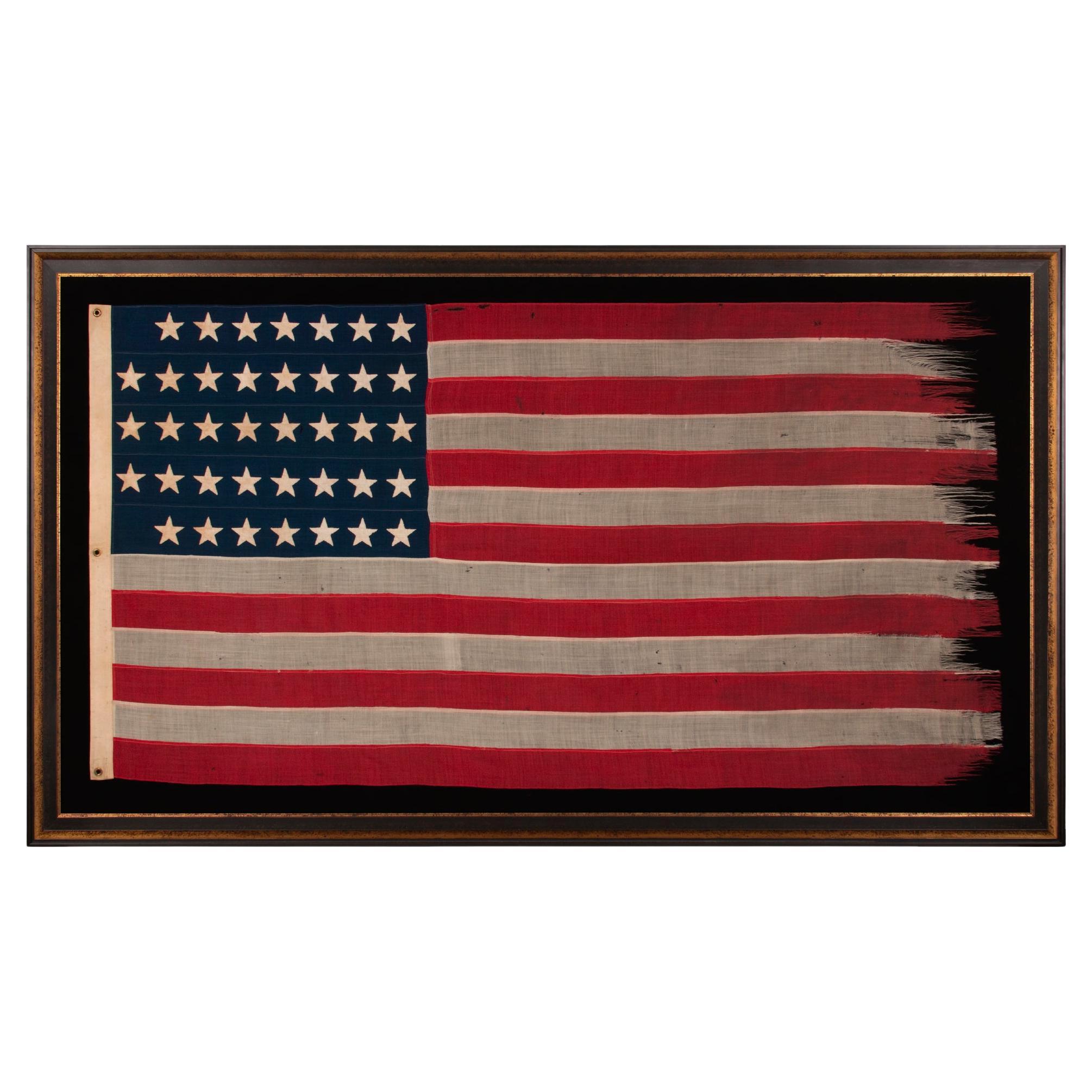 38 Star American Flag, Stars in Notched Pattern, ca 1876-1889