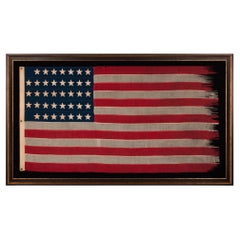 Antique 38 Star American Flag, Stars in Notched Pattern, ca 1876-1889