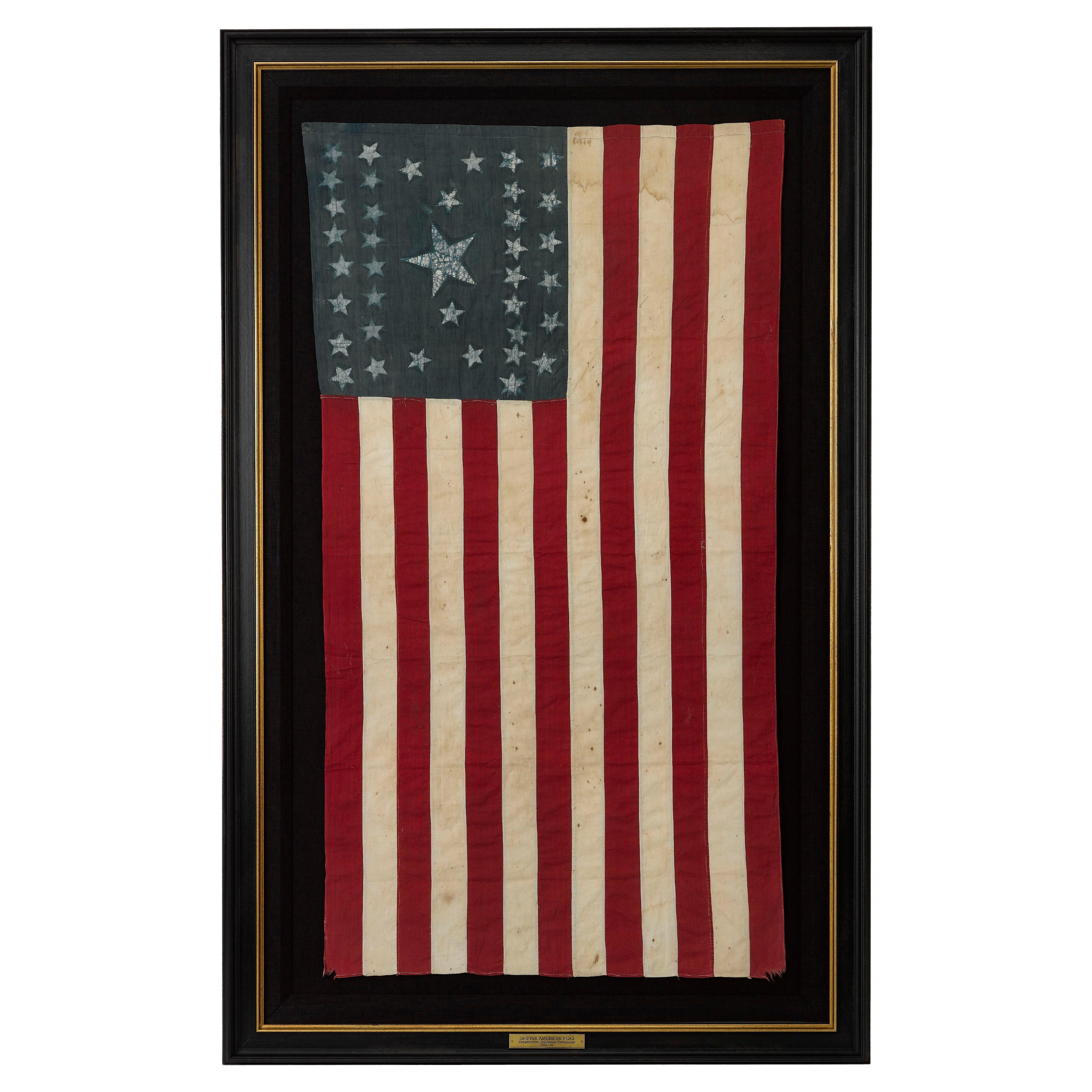 38-Star Vertical American Flag, Celebrating Colorado Statehood, Circa 1876