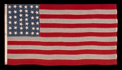 38 Star American Flag with Slate Blue Canton Signed "Leddon"