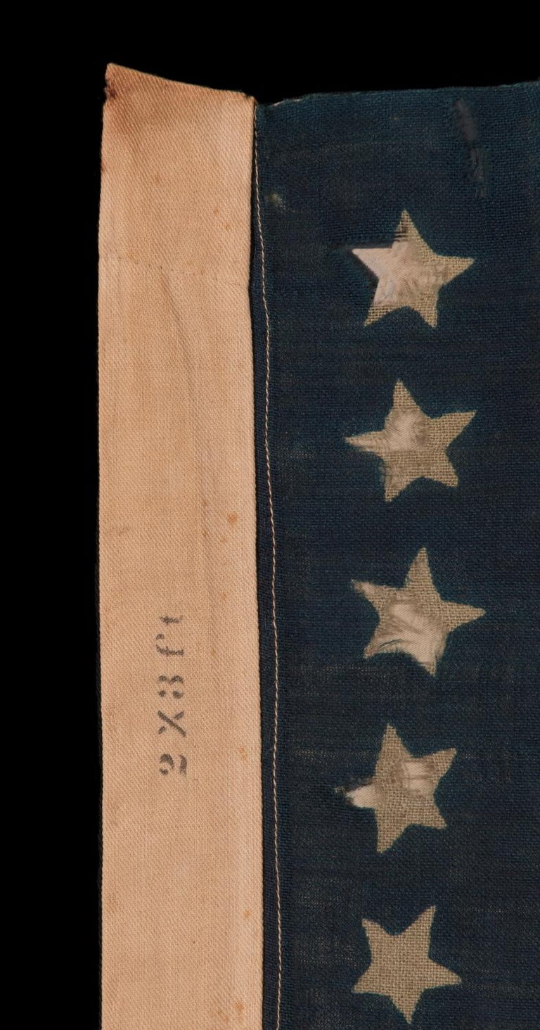 Wool 38 Star American Flag With Stars in a Rare Circle-In-A- Square Medallion For Sale