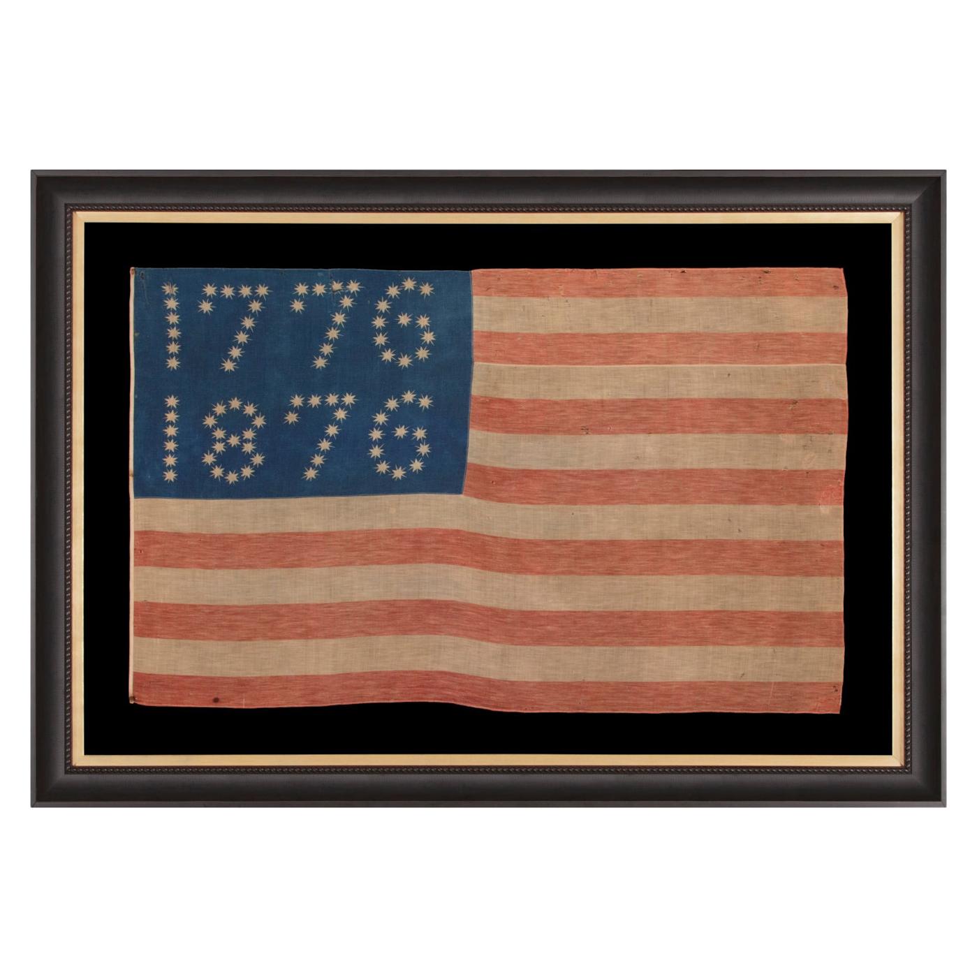 38 Star American Flag with Stars That Spell "1776-1876"
